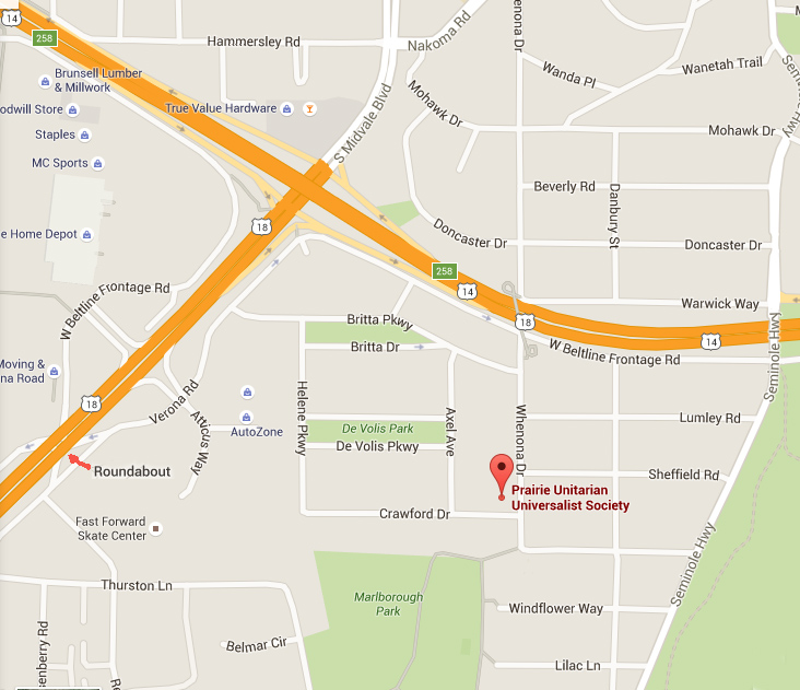 Prairie UU Society Meeting House area map